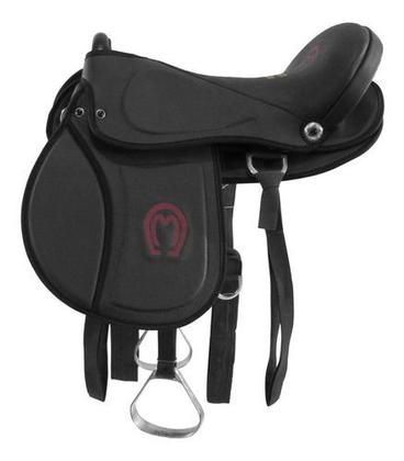 Imagem de Combo 4 Sela Eco Mangalarga Soft Preta Kit Completo Vermelho