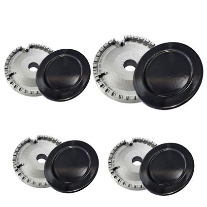 Imagem de Combo 4 Tampas Espalhador Boca De Fogão + Queimadores Brastemp Eva 3 peq 1 grande 