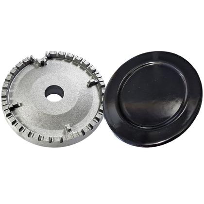 Imagem de Combo 4 Tampas Espalhador Boca De Fogão + Queimadores Brastemp Eva 3 peq 1 grande 