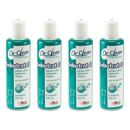 Imagem de Combo 4 unidades Sebotrat O Shampoo Dr. Clean para Cães e Gatos - 200 ml