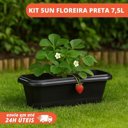 Imagem de Combo 5 Floreiras P/ Plantas 50cm Grande De Plástico Preta
