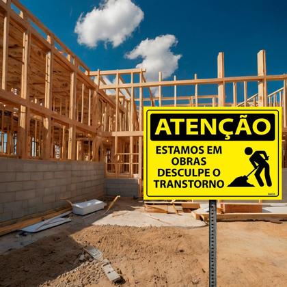Combo 6 Placas De Sinalização Atenção Estamos Em Obras Desculpe O ...