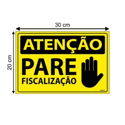 Imagem de Combo 6 Placas De Sinalização Atenção Pare Fiscalização 30x20 Ecom IA - SA86 F9e