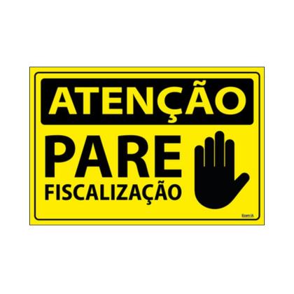 Imagem de Combo 6 Placas De Sinalização Atenção Pare Fiscalização 30x20 Ecom IA - SA86 F9e