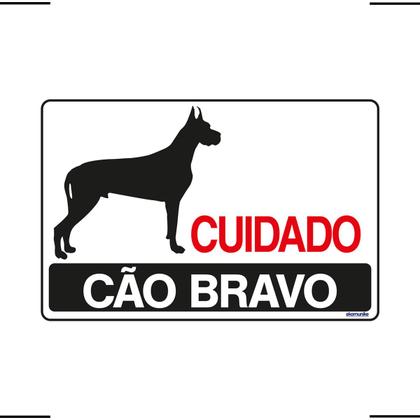 Imagem de Combo 6 Placas De Sinalização Cuidado Cão Bravo 30x20 Ekomunike - P-8 F9e