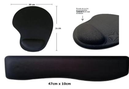 Imagem de Combo - Apoio p/ Leitura e Tablet / Mousepad e Apoio De Pulso P/ Teclado(keypad) Preto Liso