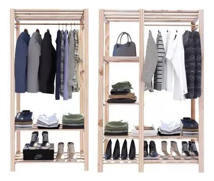 Imagem de Combo Arara Closet Aberto Modelo Industrial Duplo Organizadores