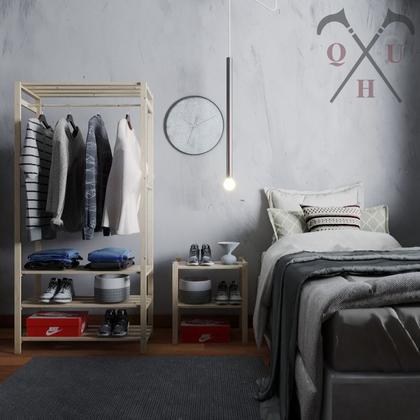 Imagem de Combo Arara Nova Para Closets Reforçada De Qualidade e Aparador 60x50cm Expositor Design Original Moderno 100% Madeira