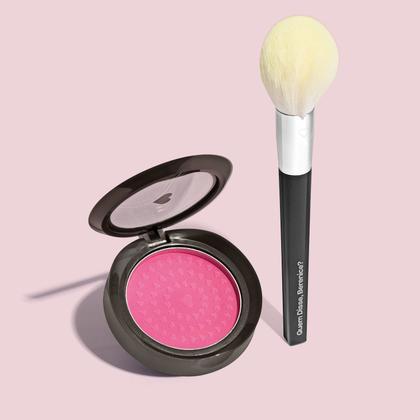 Imagem de Combo Blush Compacto Rosa Rosadinlex 2g + Pincel Para Pó e Blush