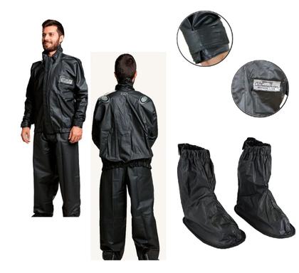 Imagem de Combo Capa Roupa Chuva Vestimenta Vestuário Jaqueta Calça Cr Califórnia Pvc Moto Motoqueiro + Polaina + Capuz Touca Ninja