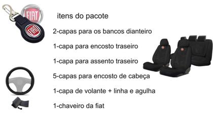 Imagem de Combo Capas Banco Palio '99-'05 + Volante + Chaveiro - Kit