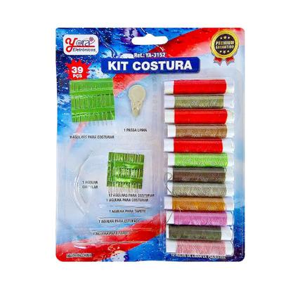 Imagem de Combo com 10 Kit Costura Reparo de Roupas Conjunto de 26 Agulhas e 12 Linhas Coloridas 39 Peças Cada