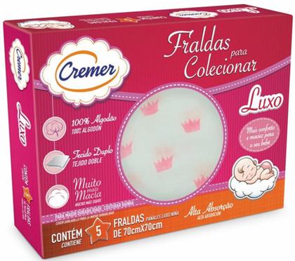 Imagem de Combo Com 6 Caixas Fralda Cremer Luxo Estampa Menina