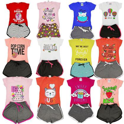 Imagem de COMBO com 6 peças de roupas c/ Manga curta para Menina infantil e juvenil