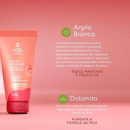 Imagem de Combo Corpo Dourado Esfoliante de Bumbum 100g + Máscara Hidratante de Bumbum 300g Kit Redutor de Celulite