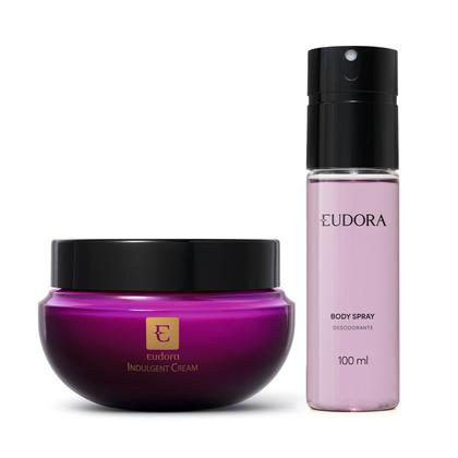 Imagem de Combo Creme Hidratante Desodorante Indulgent Cream 250g + Body Spray Eudora 100ml