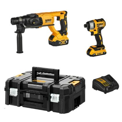 Imagem de Combo DCK260D1P1T-BR  Martelete SDS Plus 1'' (DCH133) e Parafusadeira de Impacto 20V MAX com 2 Baterias e Carregador Bi