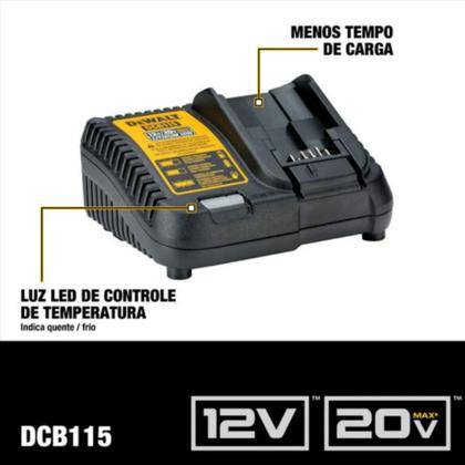 Imagem de Combo DCK260D1P1T-BR  Martelete SDS Plus 20V MAX e Parafusadeira de Impacto com Motor Brushless