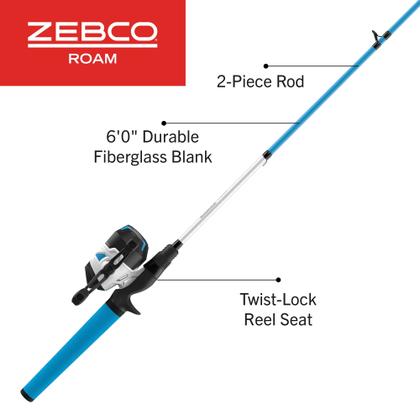 Imagem de Combo de bobina de pesca Zebco Roam 183 cm em fibra de vidro, 2 peças