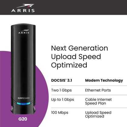 Imagem de Combo de roteador de modem a cabo ARRIS G20 DOCSIS 3.1 WiFi 6 AX3000