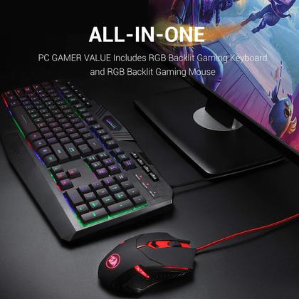 Imagem de Combo de teclado e mouse para jogos Redragon S101 M601 RGB