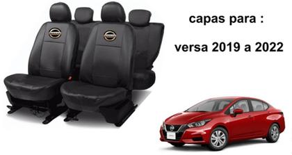 Imagem de Combo Detalhes Premium Capas Couro Nissan Versa 2019-2022 + Volante + Chaveiro