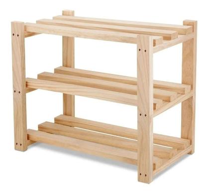 Imagem de Combo Duplo Móvel Rústico Madeira Pinus Organizador Multiuso Vasos