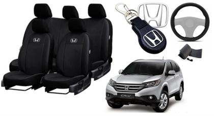 Imagem de Combo Elegância Exclusiva Honda CR-V 2012-2018 + Volante + Chaveiro Couro