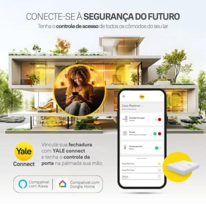 Imagem de Combo Fechadura Digital Lia BP para Porta Correr Branca Yale