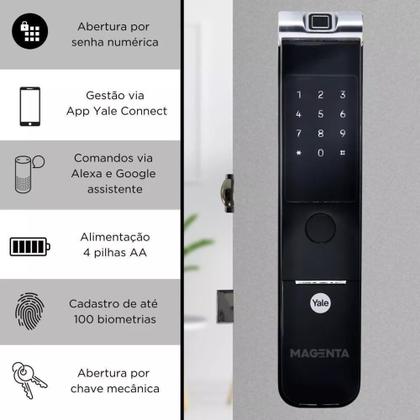 Imagem de Combo Fechadura Digital YMF 40A Rolete +Hub + Zigg- Abre com Biometria, Senha - Yale La fonte