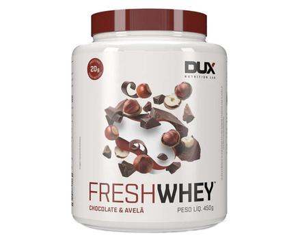Imagem de Combo Fresh Whey Conc. Isolado Hidrolisado Chocolate belga e Avela 450g + Coqueteleira Dux Nutrition