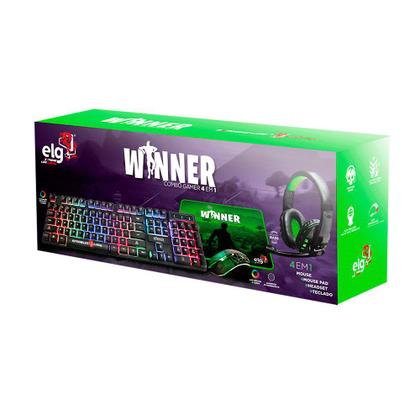 Imagem de Combo Gamer ELG 4 Em 1 Winner Teclado + Mouse + Headset + Mouse Pad