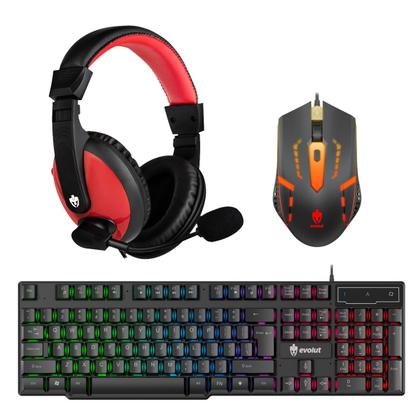 Imagem de Combo Gamer Kit Starter EG-51 Led Com Mouse Teclado Headset Mousepad - Evolut