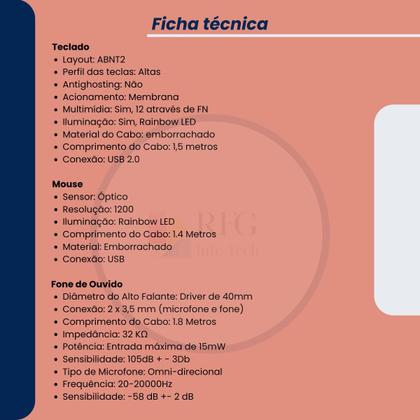 Imagem de Combo gamer rosa (teclado+mouse+fone) eg53 - evolut