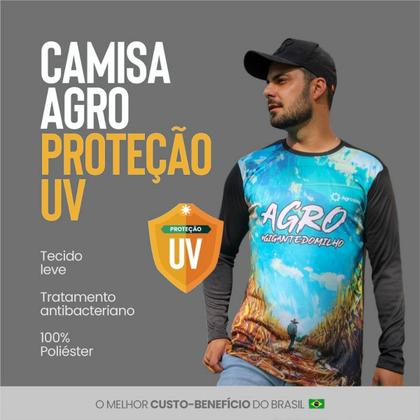 Imagem de Combo Kit 3 Camisas Agro Masculinas Manga Longa Zíper Proteção Uv Temática Boi Colheitadeira Milho Soja Trator
