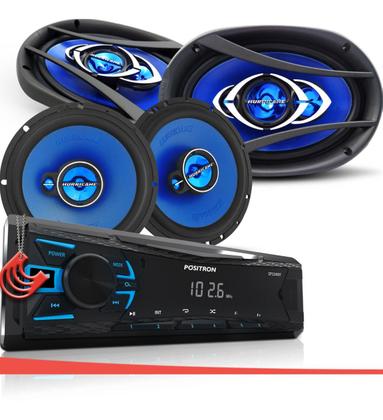 Imagem de Combo Kit Auto Radio Som Aparelho Automotivo Usb Bluetooth Positron + 4 Falantes 6" + 6x9"