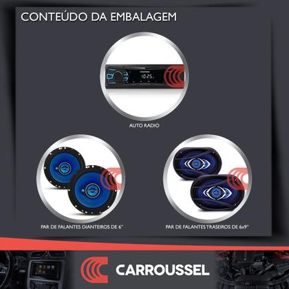 Imagem de Combo Kit Auto Radio Som Aparelho Automotivo Usb Bluetooth Positron + 4 Falantes 6" + 6x9"