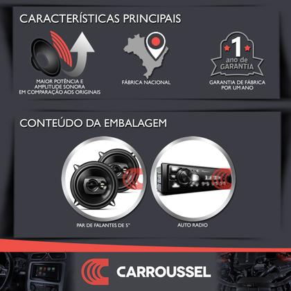 Imagem de Combo Kit Auto Radio Som Aparelho Automotivo Usb Pioneer +2 Falantes Triaxial 5" Dianteiros Portas