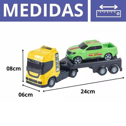 Imagem de Combo Kit C/ 3 Caminhão Reboque Guincho C/ Carrinho Pick-up - 24cm - BS Toys