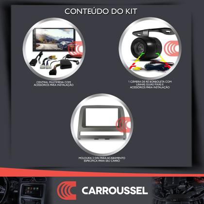 Imagem de Combo Kit Central Multimidia Android MP5 7 pols + Camera ré + Moldura Cinza Palio Siena Idea Strada