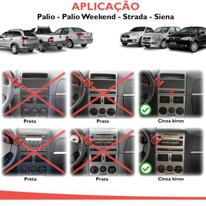 Imagem de Combo Kit Central Multimidia Android MP5 7 pols + Camera ré + Moldura Cinza Palio Siena Idea Strada