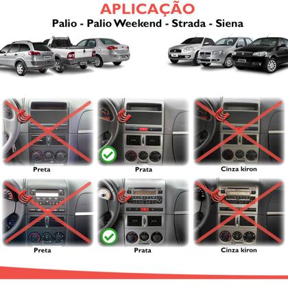 Imagem de Combo Kit Central Multimidia Android MP5 7 pols + Camera ré + Moldura Prata Palio Siena Idea Strada