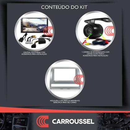 Imagem de Combo Kit Central Multimidia Android MP5 7 pols + Camera ré + Moldura Prata Palio Siena Idea Strada