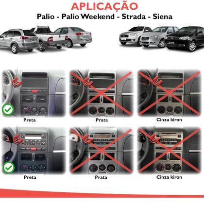 Imagem de Combo Kit Central Multimidia Android MP5 7 pols + Camera ré + Moldura Preta Palio Siena Idea Strada