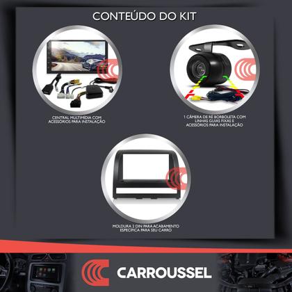 Imagem de Combo Kit Central Multimidia Android MP5 7 pols + Camera ré + Moldura Preta Palio Siena Idea Strada
