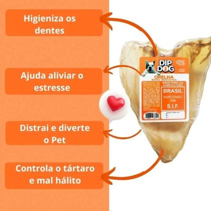 Imagem de Combo Modedor Petisco Natural Orelha Bovina Desidratadas E 1 Osso Fêmur Suino