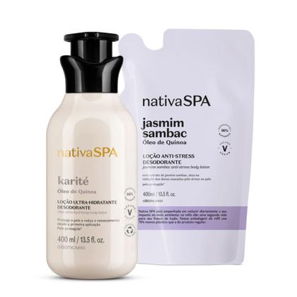 Imagem de Combo Nativa SPA: Loção Hidratante Karité 400ml + Refil Hidratante Corporal Jasmim Sambac 400ml