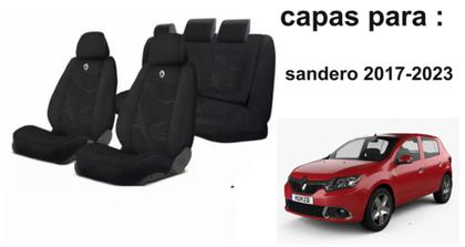 Imagem de Combo Personalizado Luxo Tecido Sandero 2017-2024 + Volante + Chaveiro