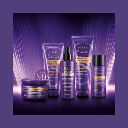 Imagem de Combo Reconstrução Shampoo Condicionador Água Lamelar Spray Leave-in Resgate Imediato Siàge Eudora