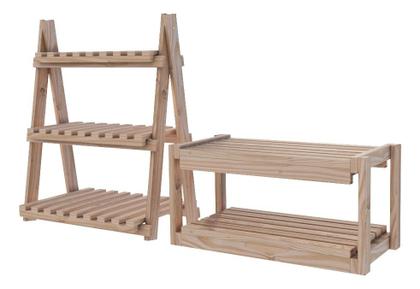 Imagem de Combo Sapateiras de Madeira Treliça Prateleiras Oferta e  Organizador Organizar 100% Pinus Treliça Estilo Bancada Moderno